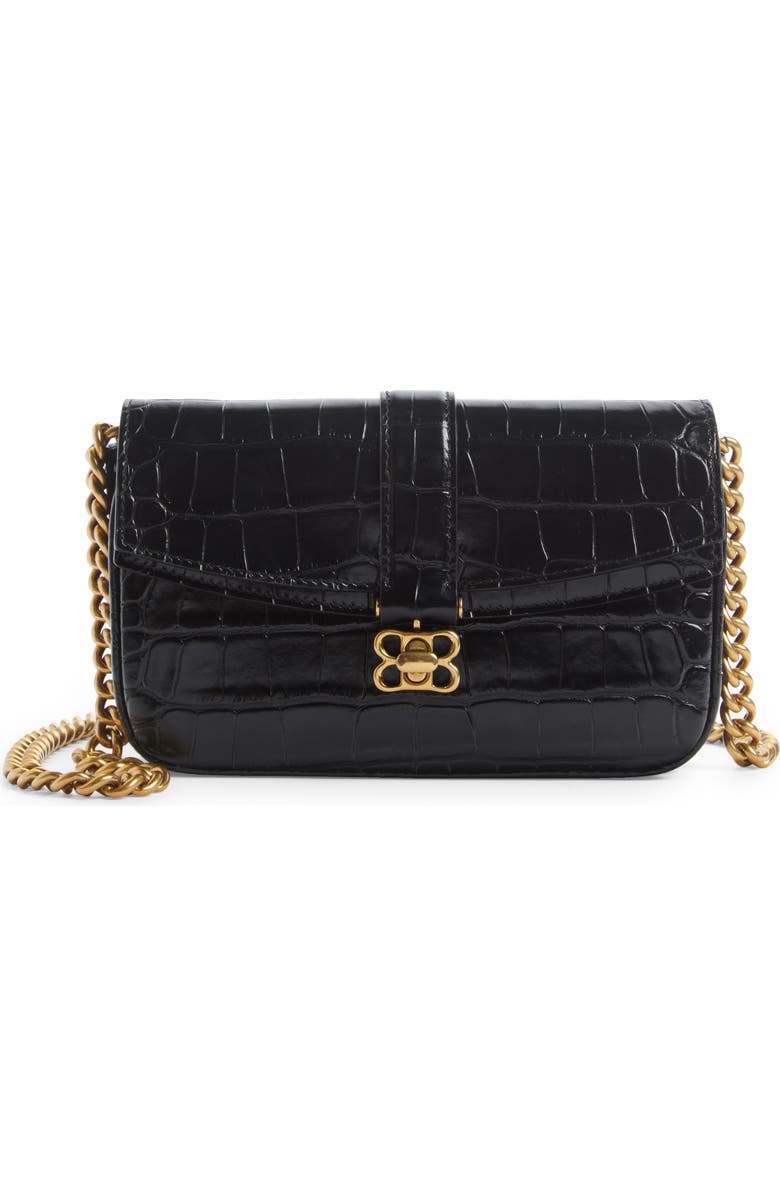 Balenciaga Extra Small Croc Embossed Leather Crossbody Bag, Main, color,