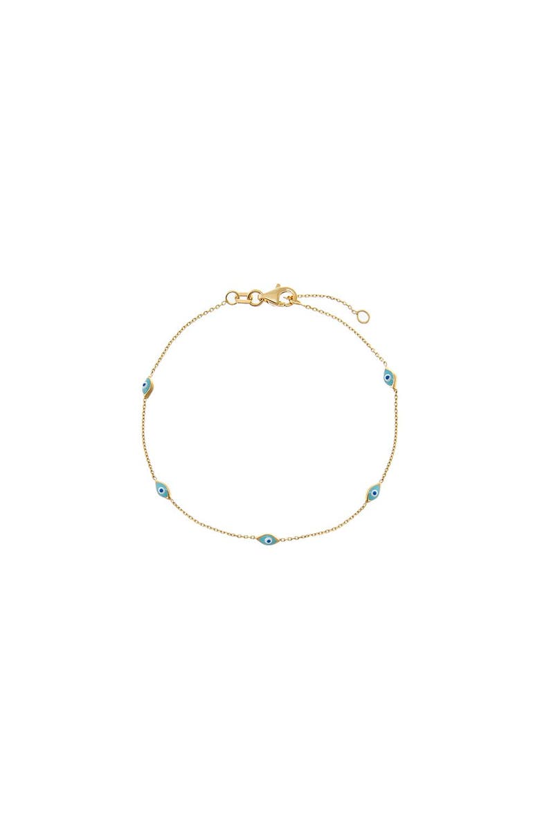 BY ADINA EDEN Turquoise Evil Eye Station Bracelet 14K, Main, color, Turquoise