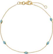 BY ADINA EDEN Turquoise Evil Eye Station Bracelet 14K