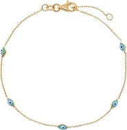BY ADINA EDEN Turquoise Evil Eye Station Bracelet 14K