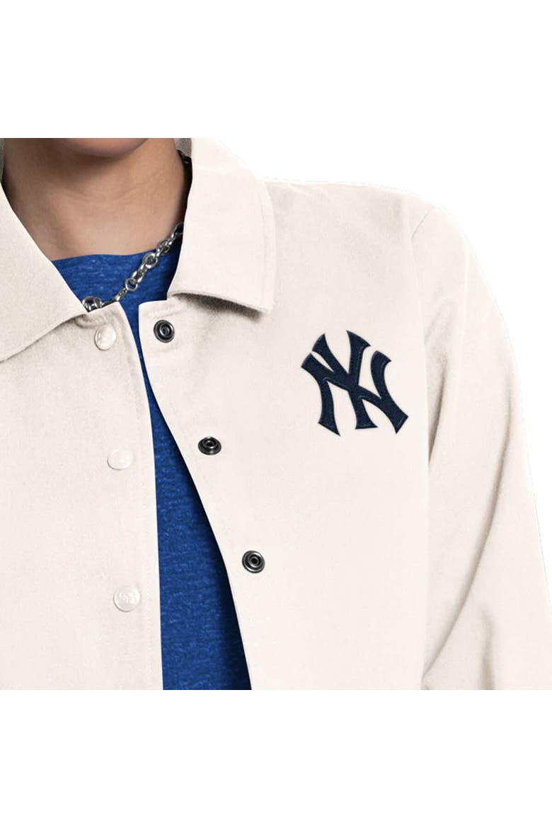 Women's Starter  Cream New York Yankees Cooperstown First Down Full-Snap Coaches Jacket, Alternate, color, Cream