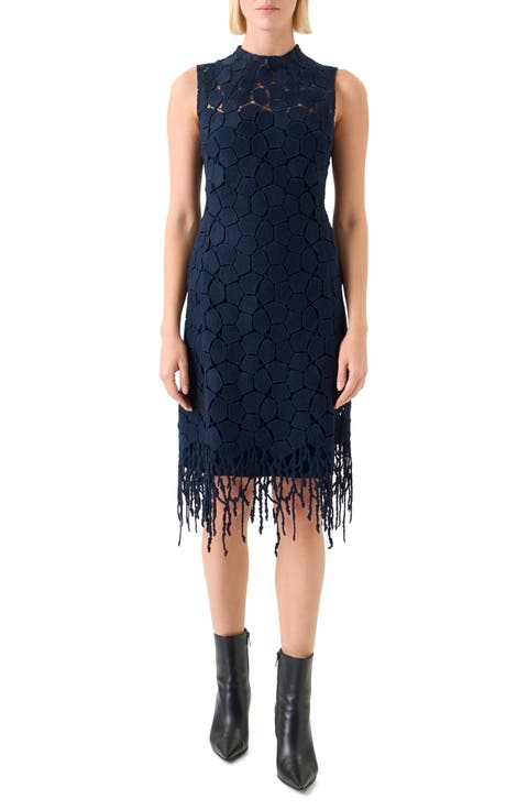 Mosaic Wool Blend Sheath Dress
