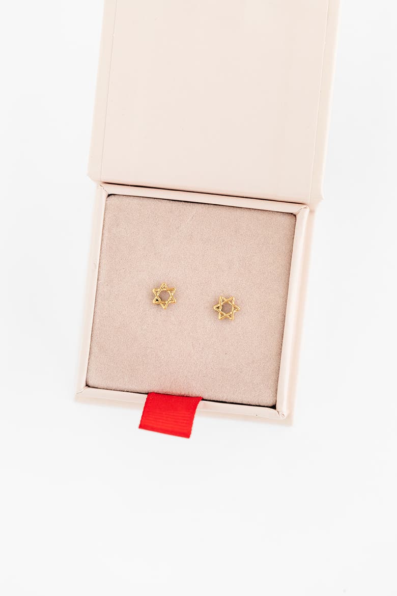 Girls' Star Of David Flatback Stud Hypoallergenic Earrings, Alternate, color, Gold
