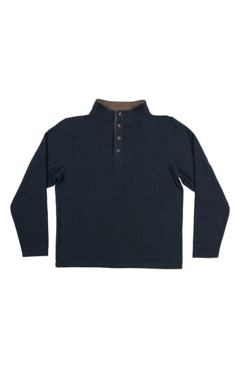 Burnside Jacquard Henley Sweatshirt In Blue