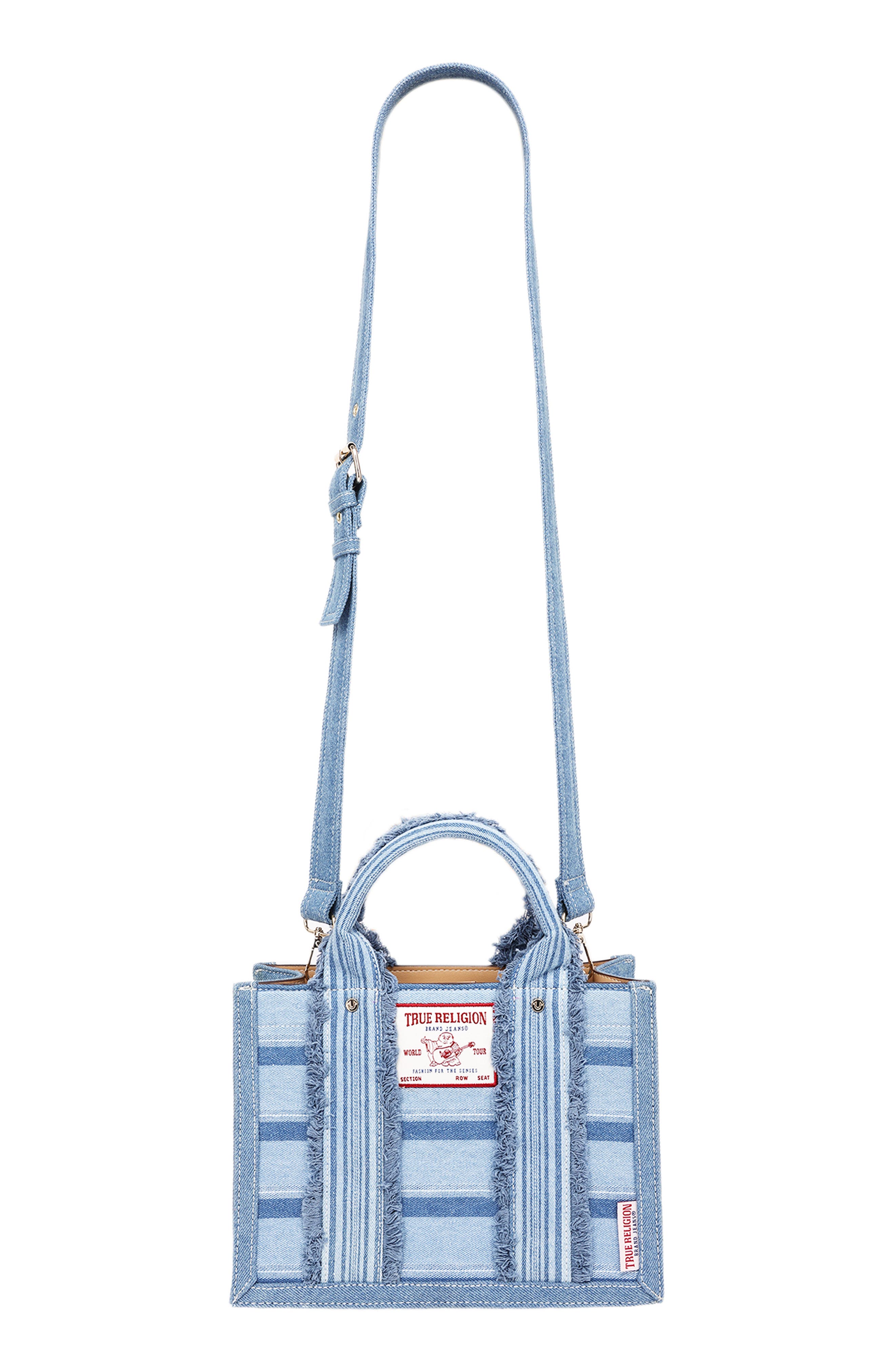 True Religion Multistripe Modern Tote, Alternate, color, Denim/ Blue