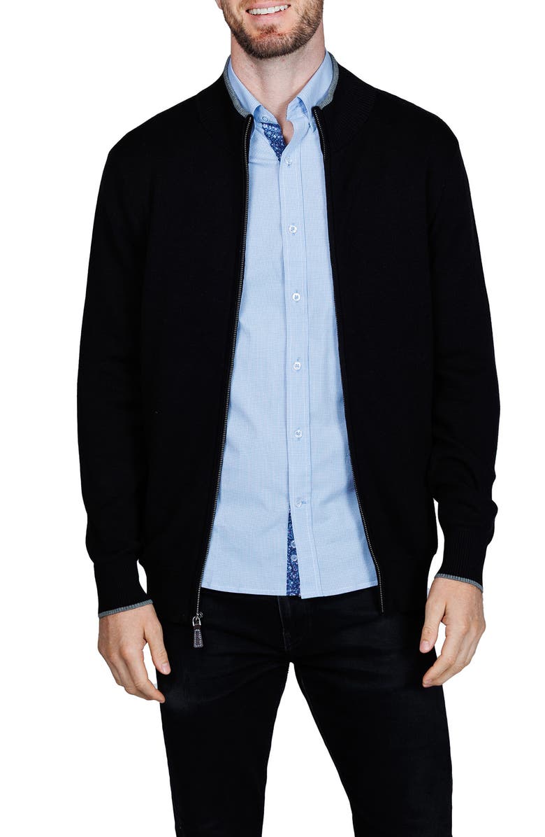 TailorByrd Fine Knit Full Zip Jacket, Alternate, color, Black