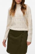 VERO MODA Virgo Cable Stripe Mock Neck Sweater