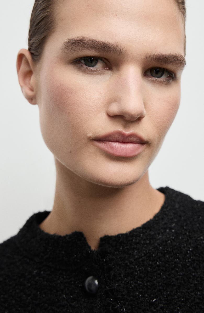 MANGO Frayed Metallic Tweed Cardigan, Alternate, color, 