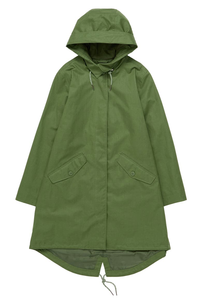 Seafaring Waterproof Linen & Cotton Hooded Coat, Alternate, color, HEATH