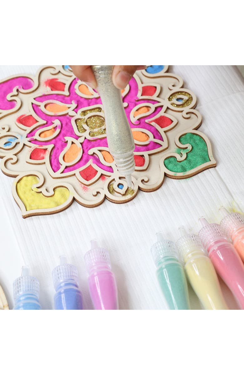 KULTURE KHAZANA Make Your Own Wooden Rangoli, 2 in 1 Sand & Paint Art Kit, Alternate, color, Multicolored