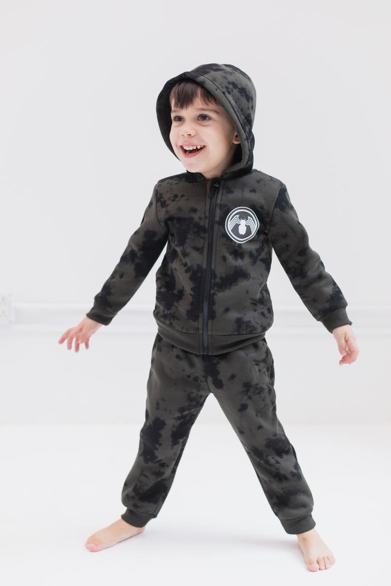 Avengers Spider-Man Hoodie Tee and Joggers Set, Alternate, color, Venom Olive Tie Dye
