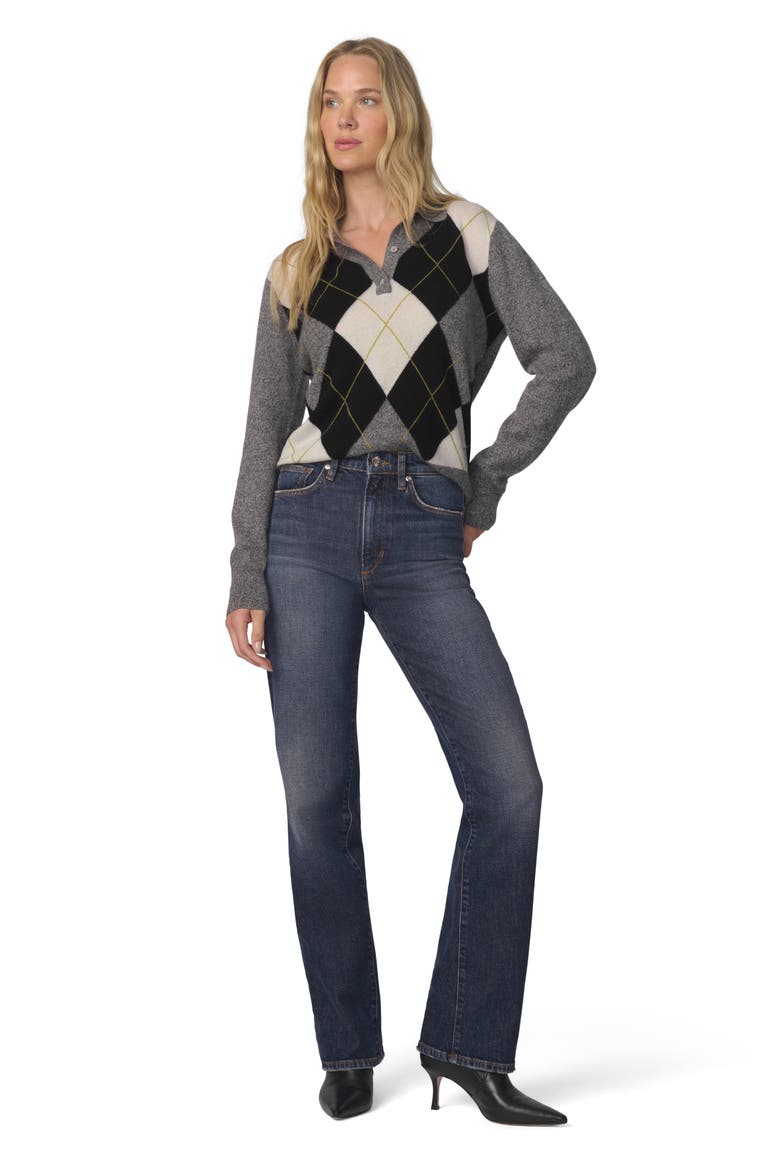 Argyle Cashmere Polo Sweater, Alternate, color, CHARCOAL ARGYLE