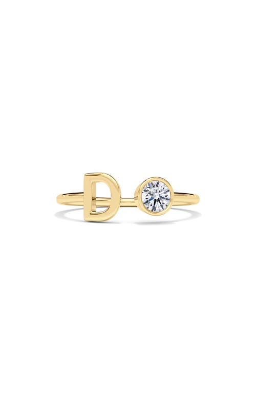 Hautecarat Lab Grown Diamond Letter Ring In 18k Yellow Gold - D