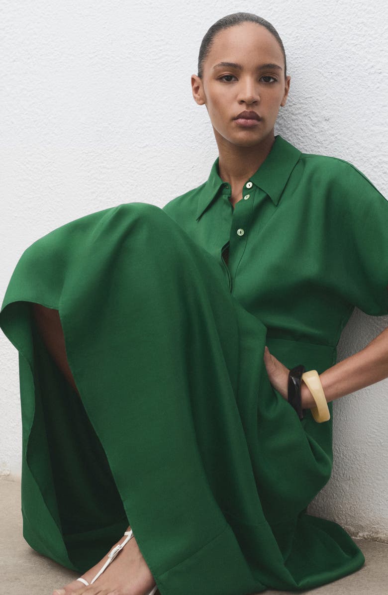 MANGO Belted Shirtdress, Alternate, color, Green