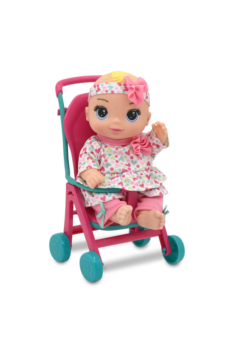 Magic Nursery 8" Doll Stroll N Scoot Set Hearts, Pink, Teal, Purple, Alternate, color, 