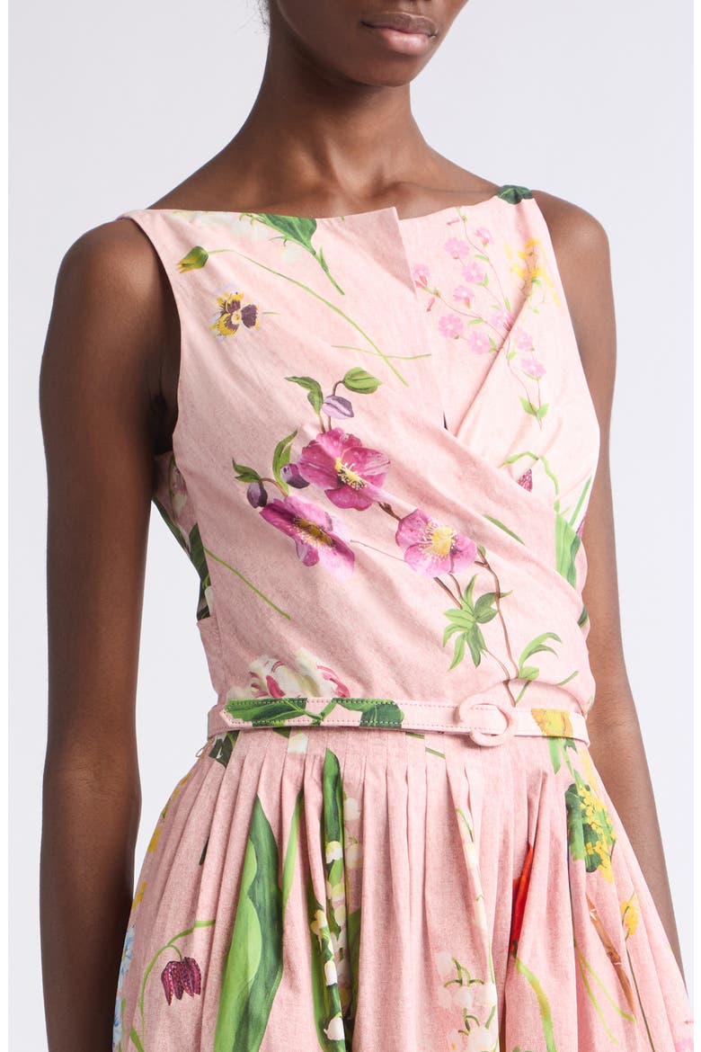 Mixed Botanical Cotton Stretch Poplin Midi Dress, Alternate, color, BLUSH MULTI