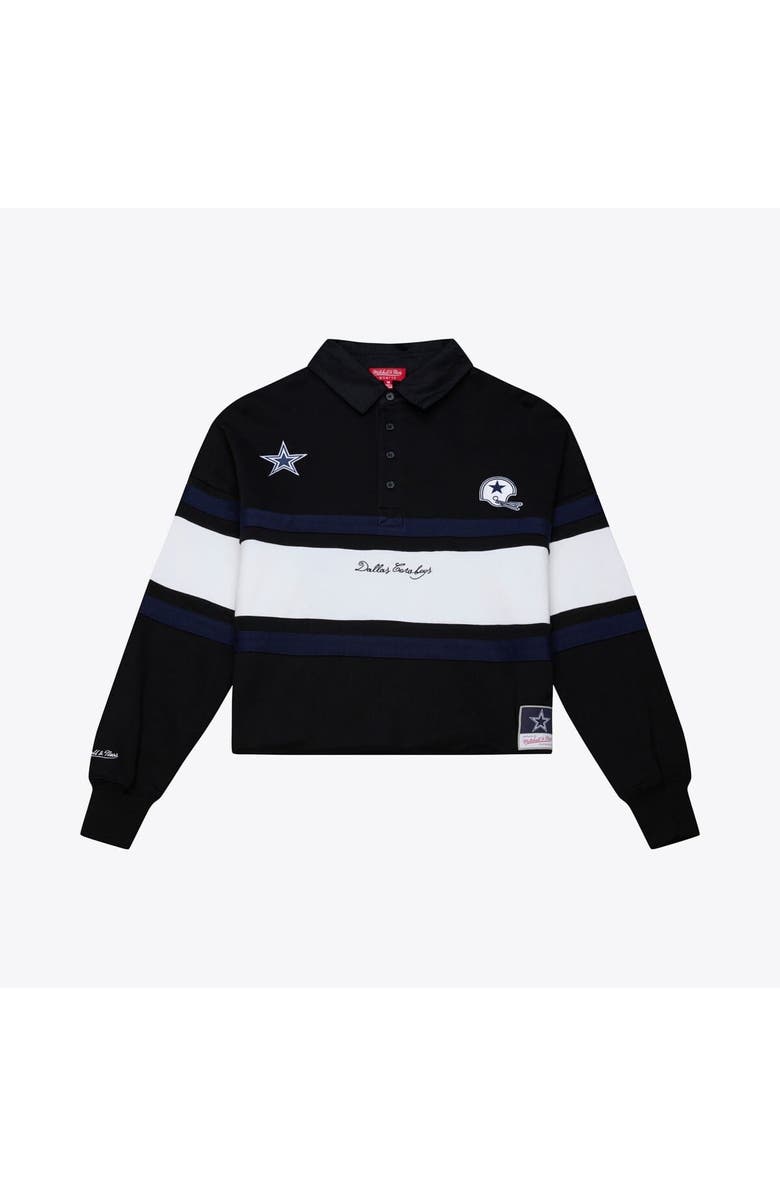 Mitchell & Ness Women's Mitchell & Ness  Black Dallas Cowboys  Cropped Long Sleeve Rugby Polo, Main, color, Black