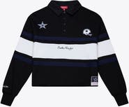 Mitchell & Ness Women's Mitchell & Ness  Black Dallas Cowboys  Cropped Long Sleeve Rugby Polo