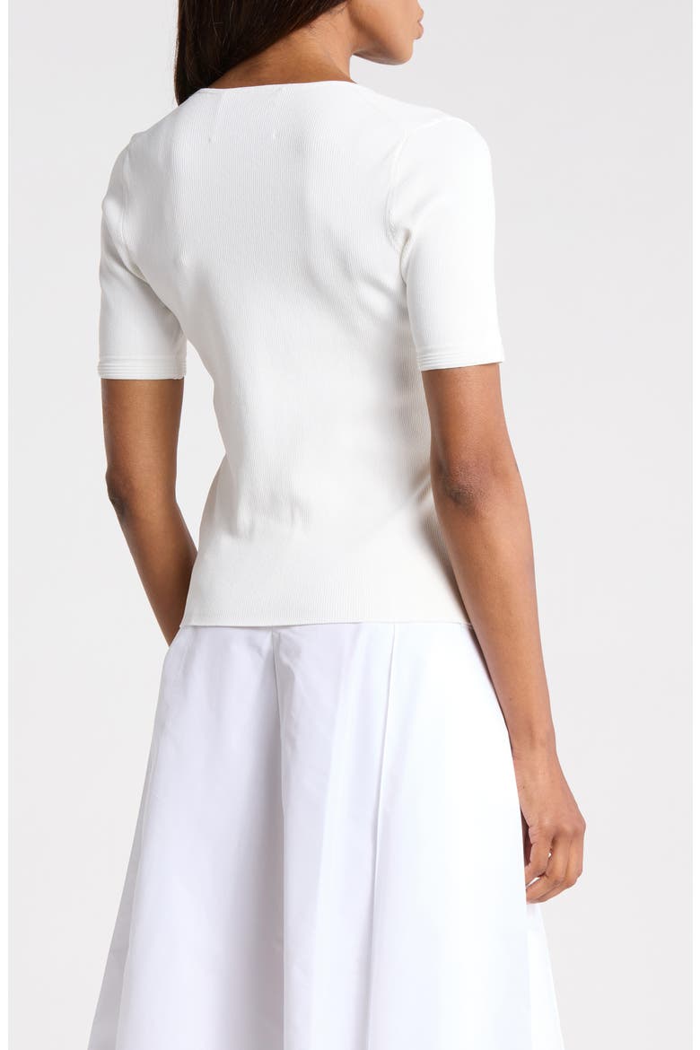 Compact Rib Short Sleeve V-Neck Top, Alternate, color, IVORY