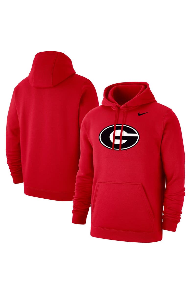 Nike Men's Nike Red Georgia Bulldogs Primary Logo Club Pullover Hoodie, Main, color,