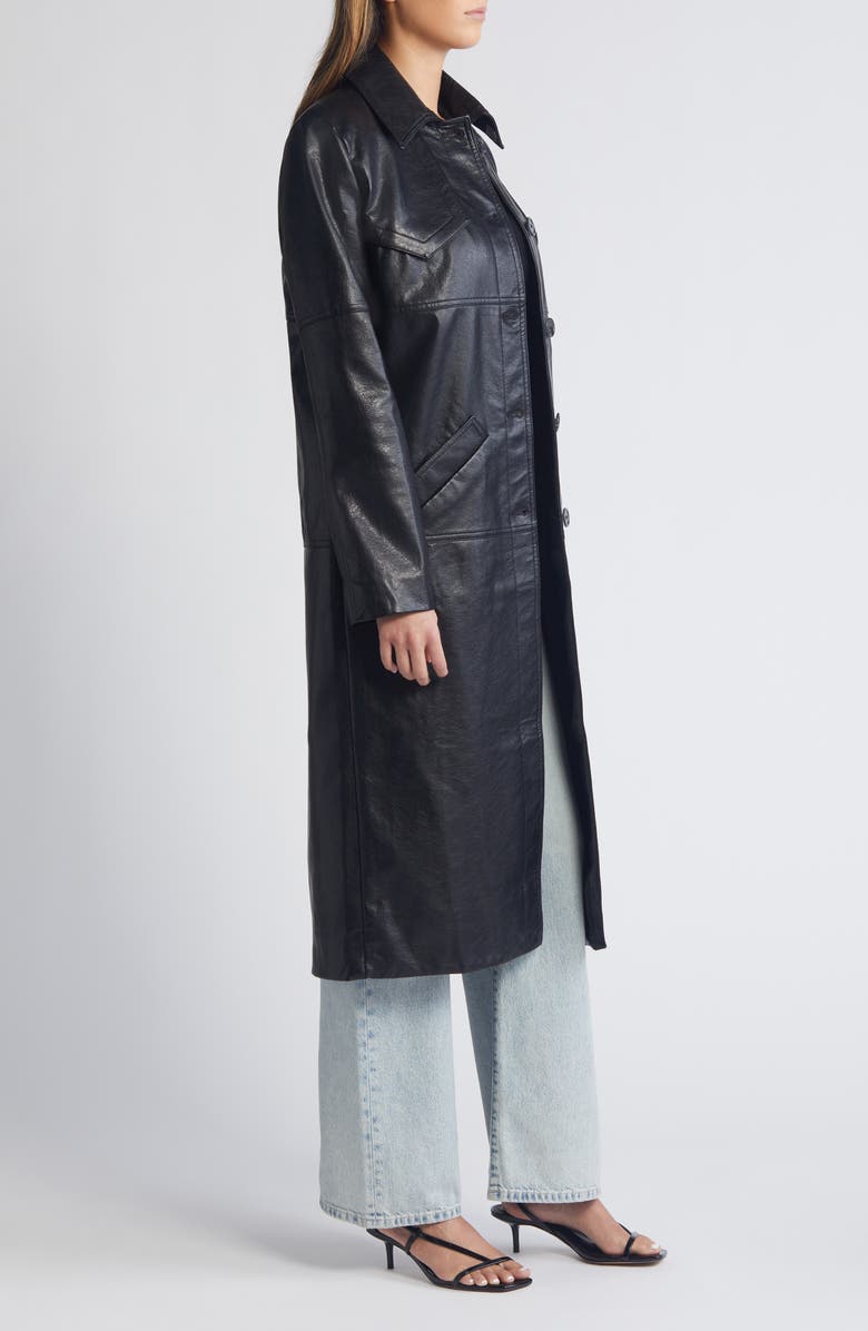 Mistress Rocks Faux Leather Trench Coat, Alternate, color, 