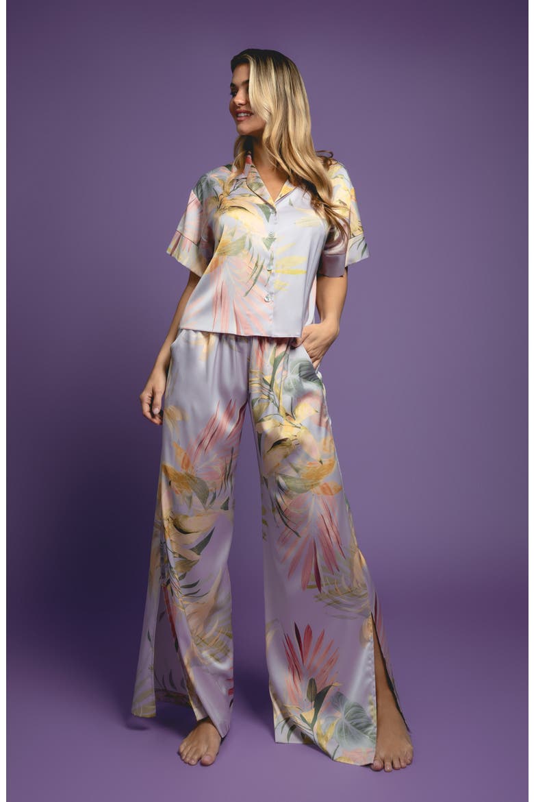 Print Satin Pajamas, Alternate, color, PURPLE