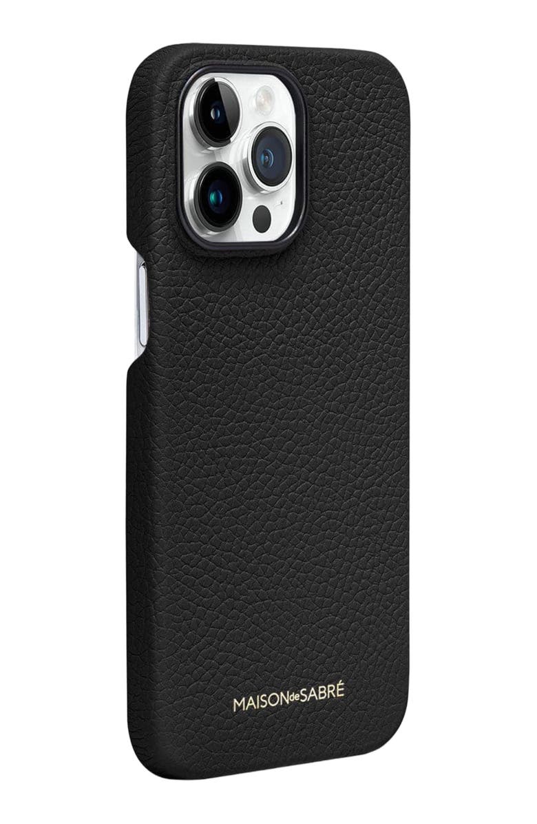MAISON de SABRÉ Leather Phone Case, Alternate, color, Black Caviar