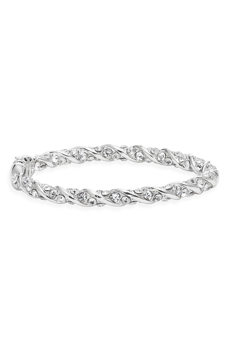 Open Edit Pavé Crystal Hinge Bracelet, Main, color, Clear- Silver