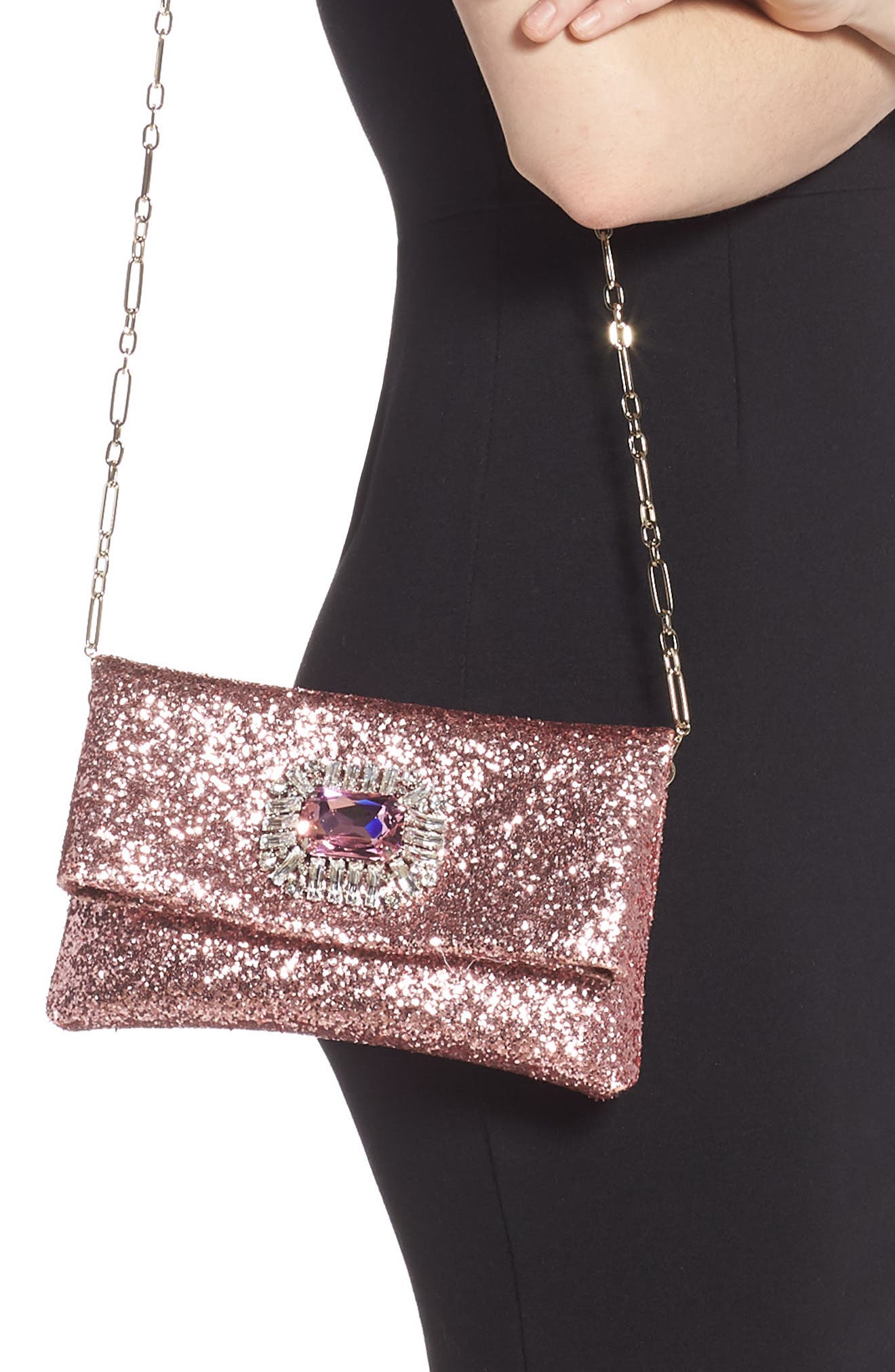 Jimmy Choo Titania Galactica Glitter Clutch, Alternate, color, 