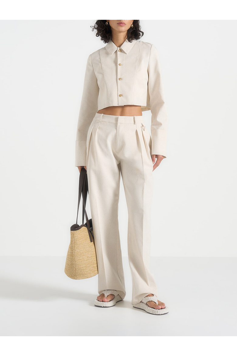 Florine Linen Pintuck Shirt, Alternate, color, Natural