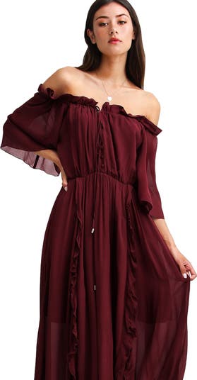 Texture Puff Sleeve Maxi Dress