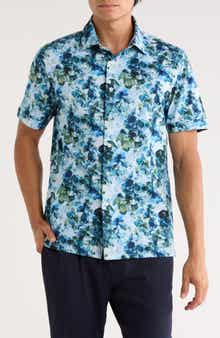 Bugatchi Milo Short Sleeve 8-Way Stretch OoohCotton® Button-Up Shirt