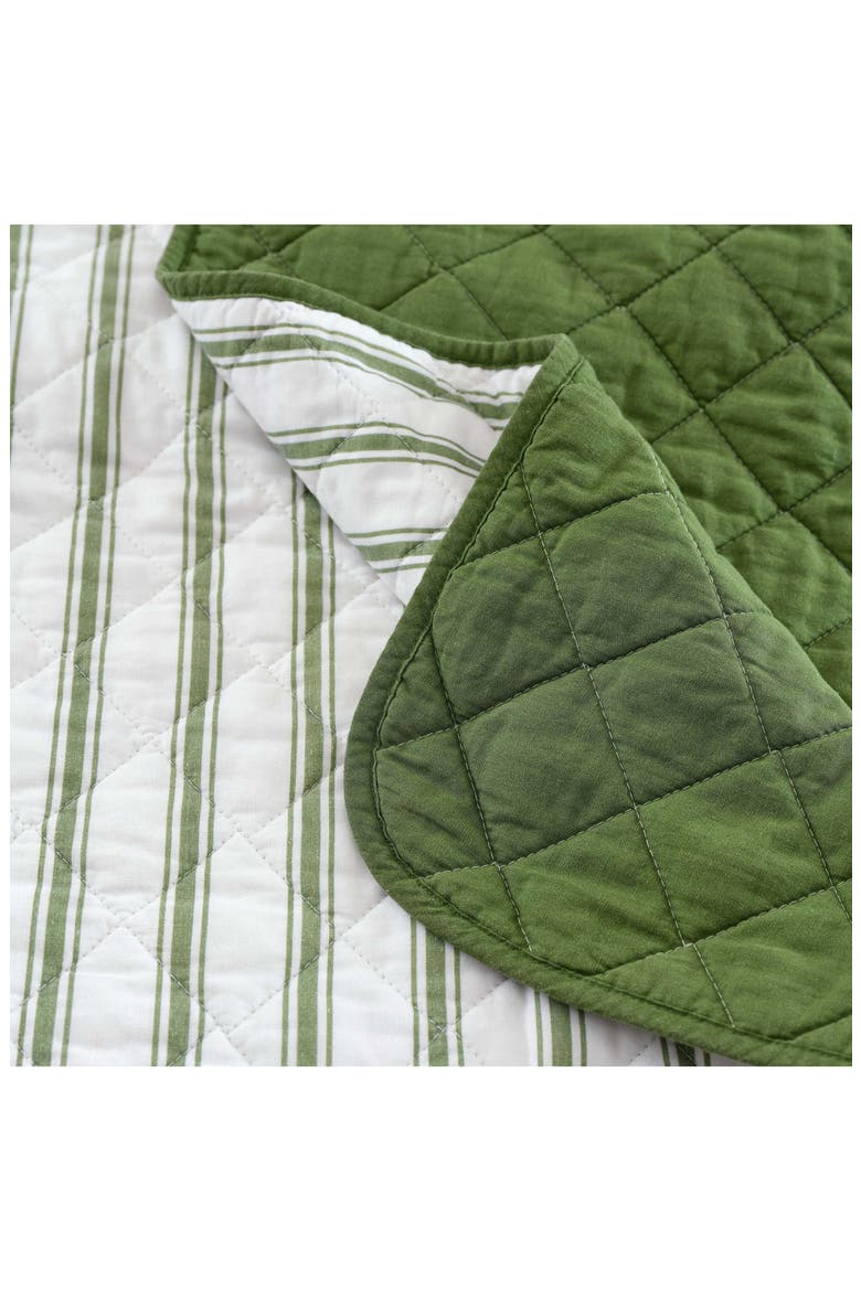 Ticking Stripe Cotton Quilt Set, Alternate, color, WHITE/ VINE GREEN