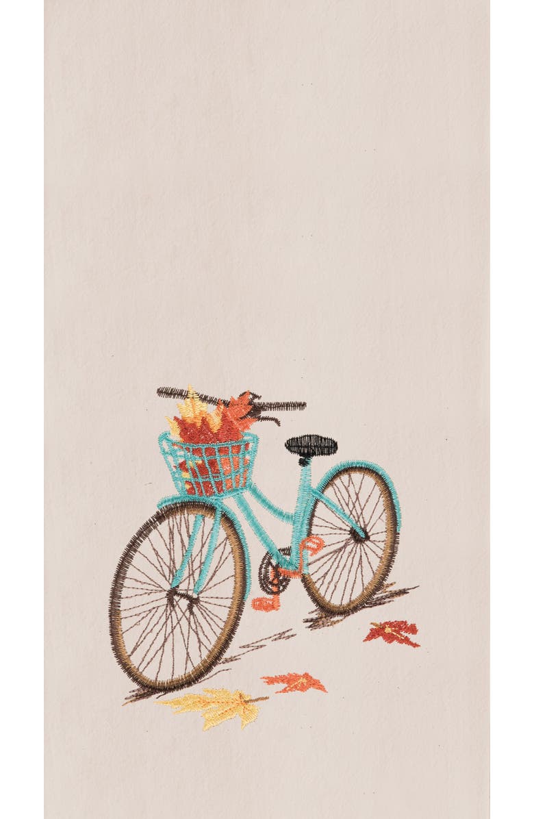 C&F Home Fall Bike Embroidered Cotton Flour Sack Kitchen Towel Dishtowel, Main, color, 