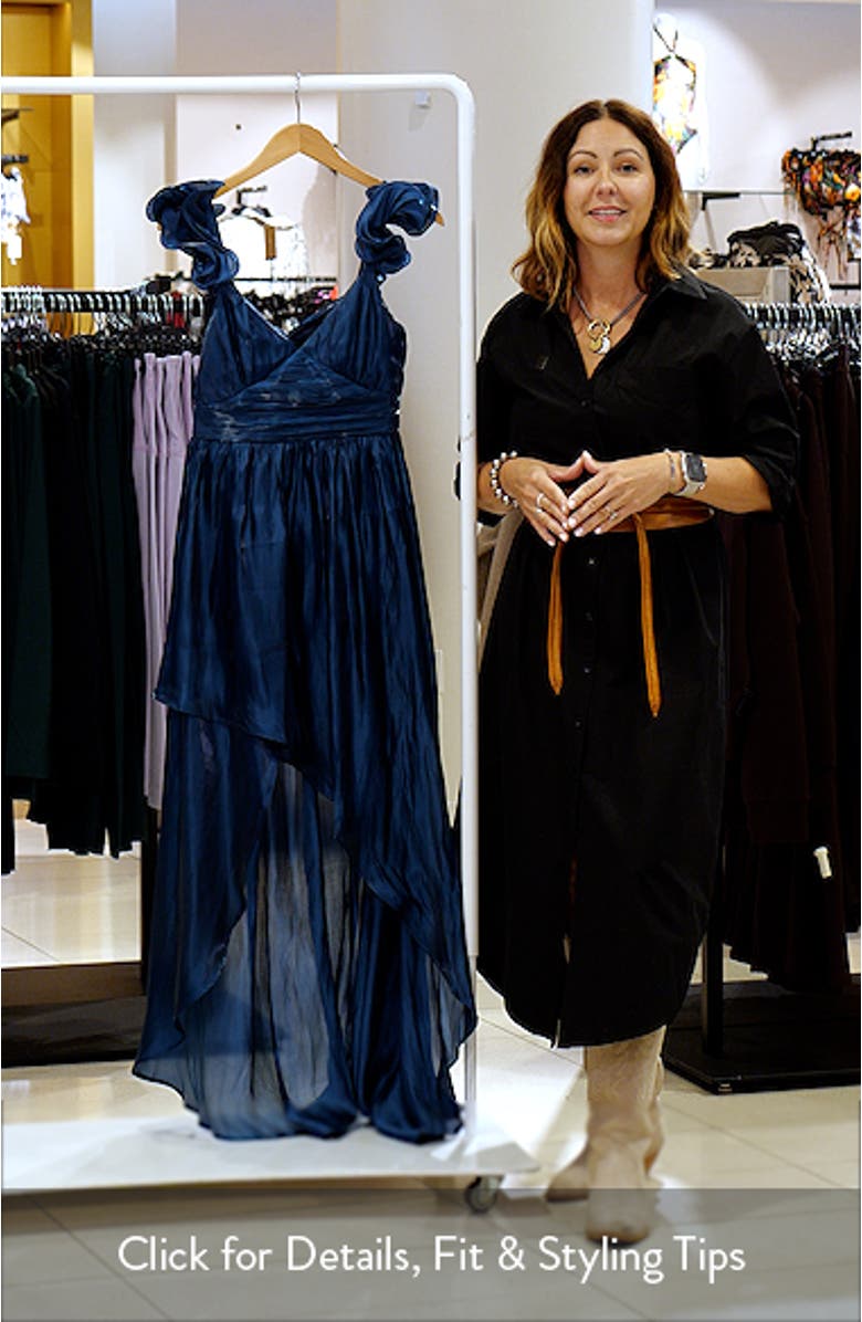 Juni Ruffle Shoulder High-Low Gown, sales video thumbnail