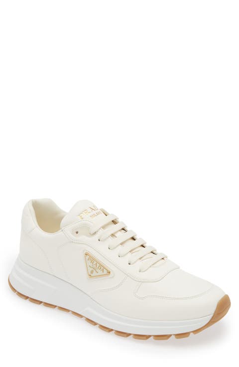 【送料&関税込】Prada Sneakers Ivory Prada - Downtown Ivory Leather Sneaker | Mitchell Stores