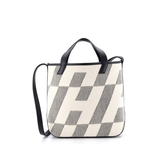 Cabas H en Biais Tote Canvas with Leather 27