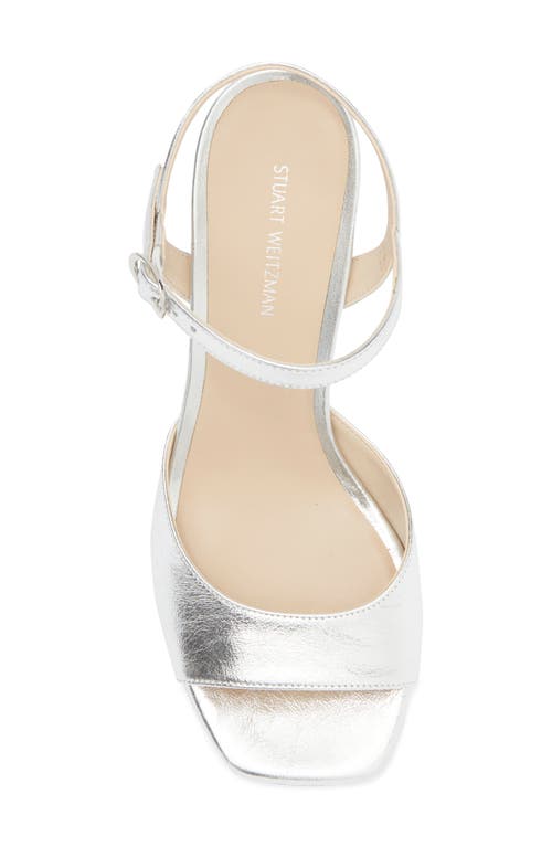 Stuart Weitzman Tia 75 Block Heel Sandal In Silver