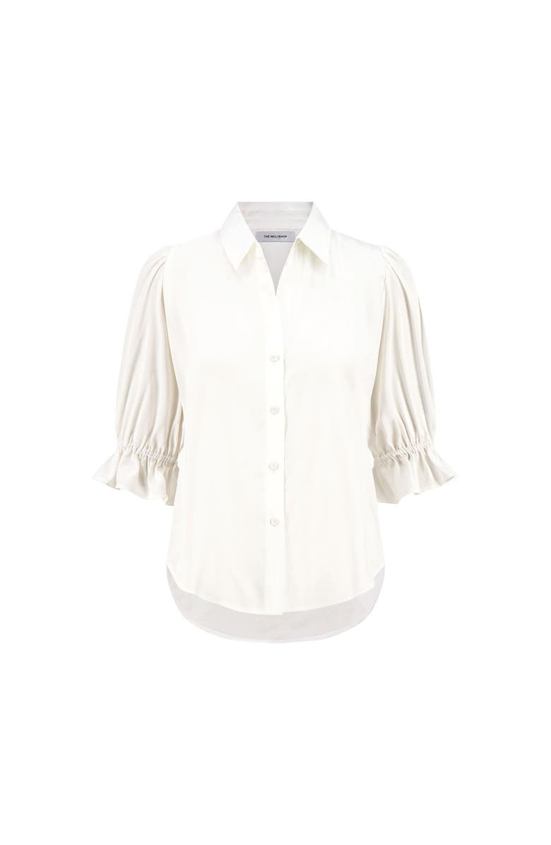 The Noli Shop Cindy Ruffle Sleeve Shirt, Main, color, White