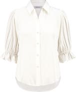 The Noli Shop Cindy Ruffle Sleeve Shirt