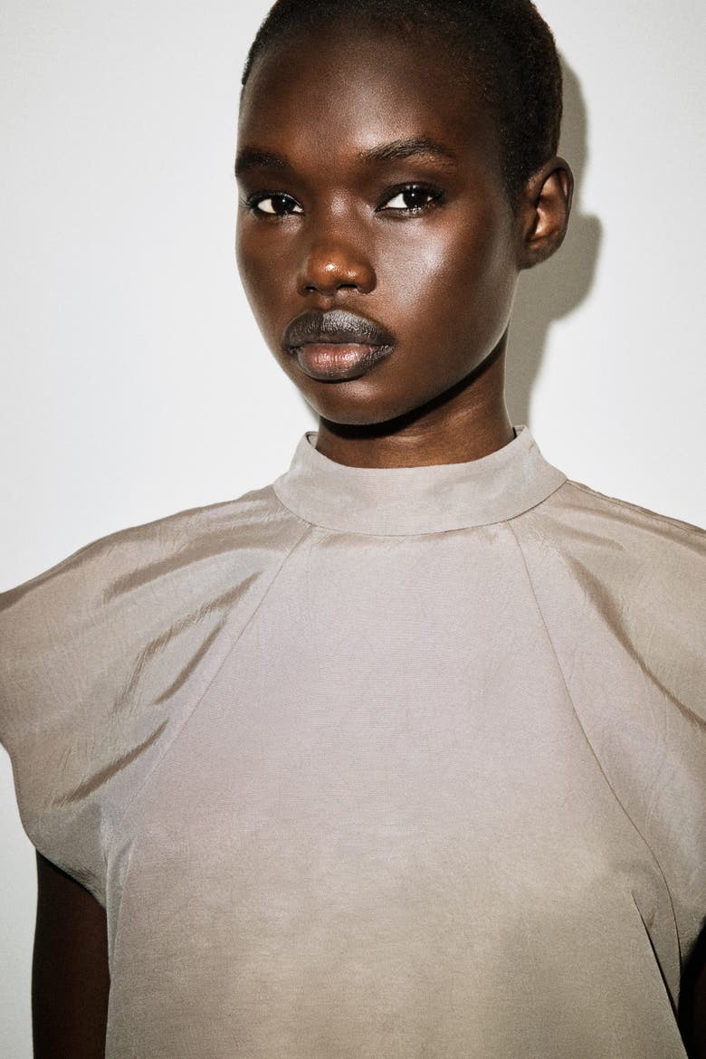 Sculpted Turtleneck Dress, Alternate, color, BEIGE