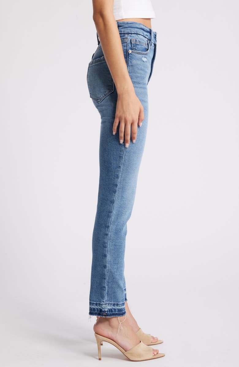 Good American Good Classic Distressed Release Hem Jeans, Alternate, color, Indigo662