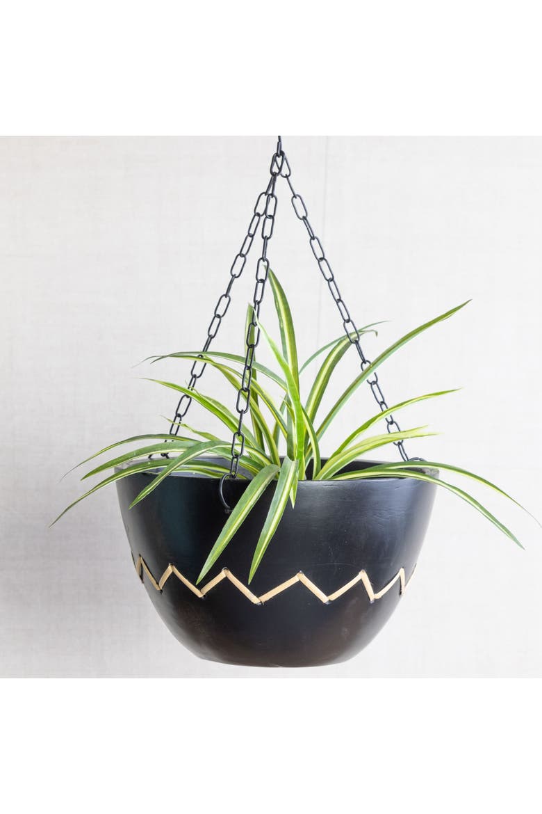 Terracotta 11 in. Black Criss-Cross Hanging Planter, Alternate, color, Black