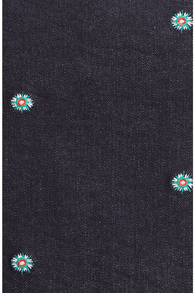 Colour by Numbers Rosarie Embroidered Denim Shirtdress, Alternate, color, MID WASH