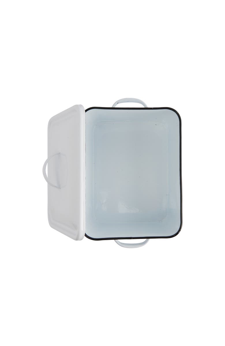 Storied Home Enameled Metal First Aid Box with Lid and Swiss Cross, White and Black, Alternate, color, White