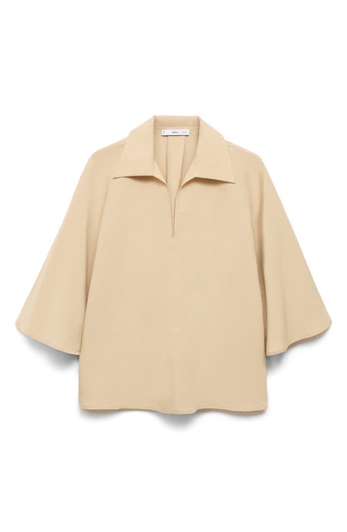 Mango Oversized Three-quarter Sleeve Shirt Sand In Neutral