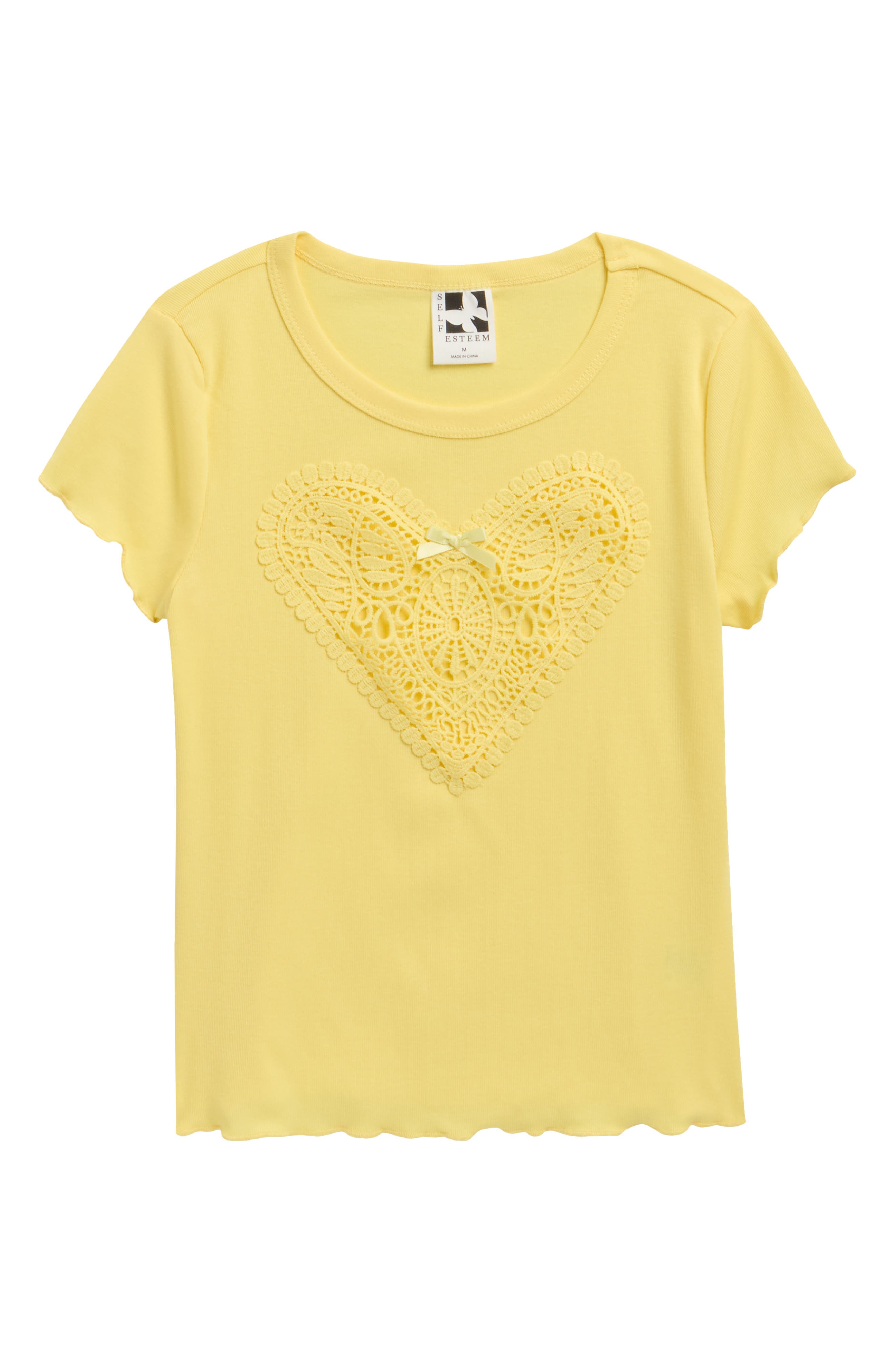 SELF ESTEEM Kids' Heart Lace Appliqué Baby T-Shirt