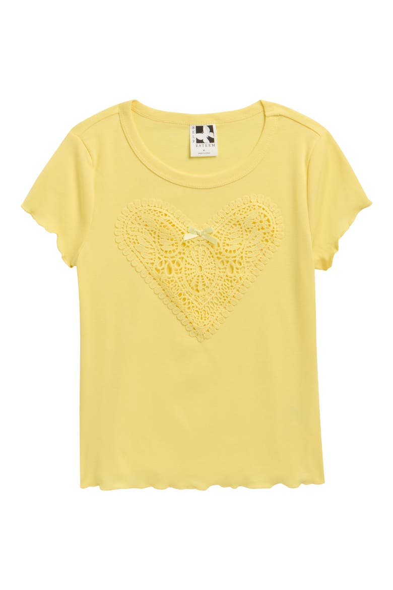 Kids' Heart Lace Appliqué Baby T-Shirt, Main, color, YELLOW