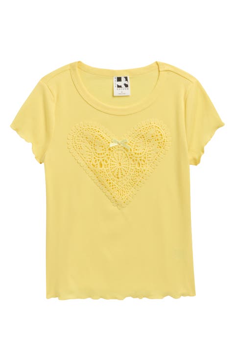 Kids' Heart Lace Appliqué Baby T-Shirt (Big Kid)
