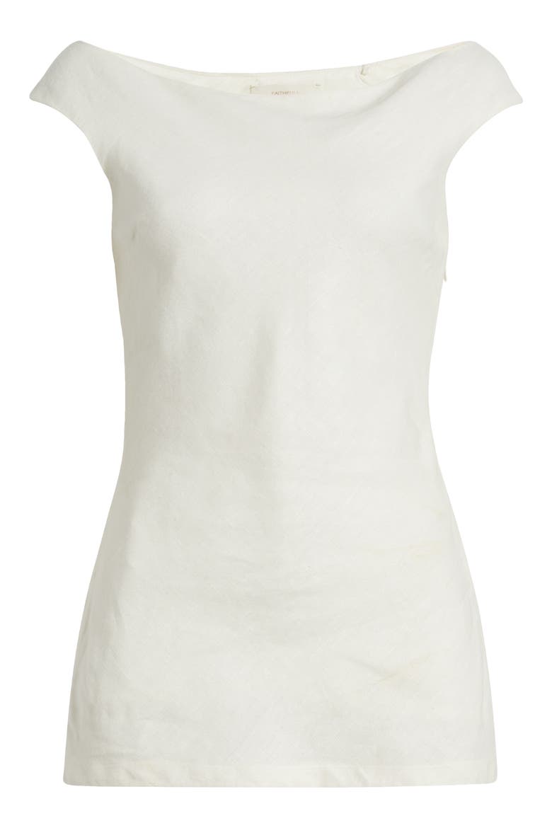 Ilride Ballet Neck Linen Top, Alternate, color, WHITE